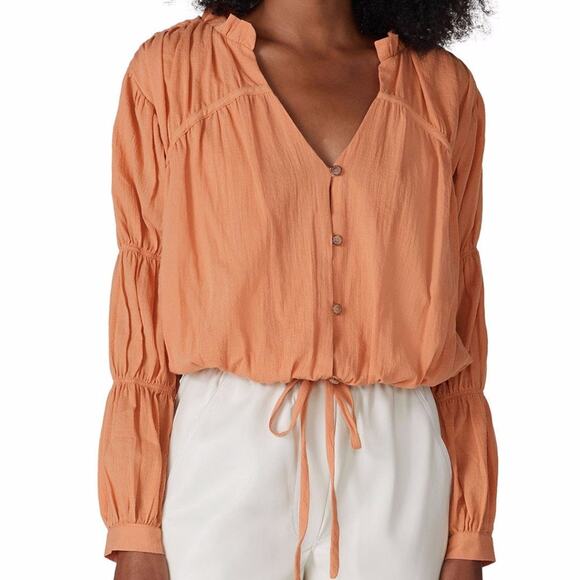 Love, Whit by Whitney Port button front Peasant top orange - L - Picture 1 of 12